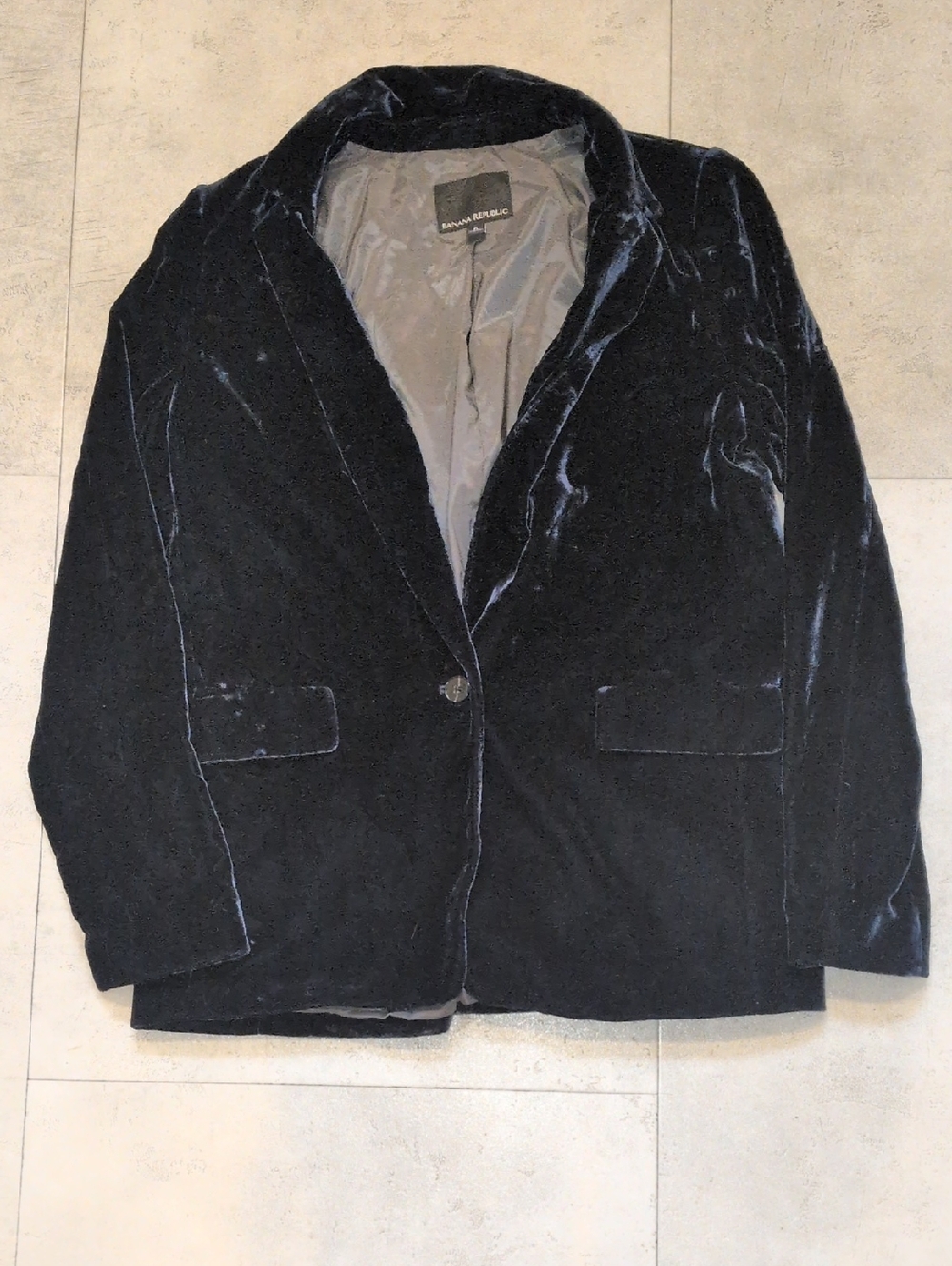 Banana Republic Dark Navy Velvet Single-Button Blazer